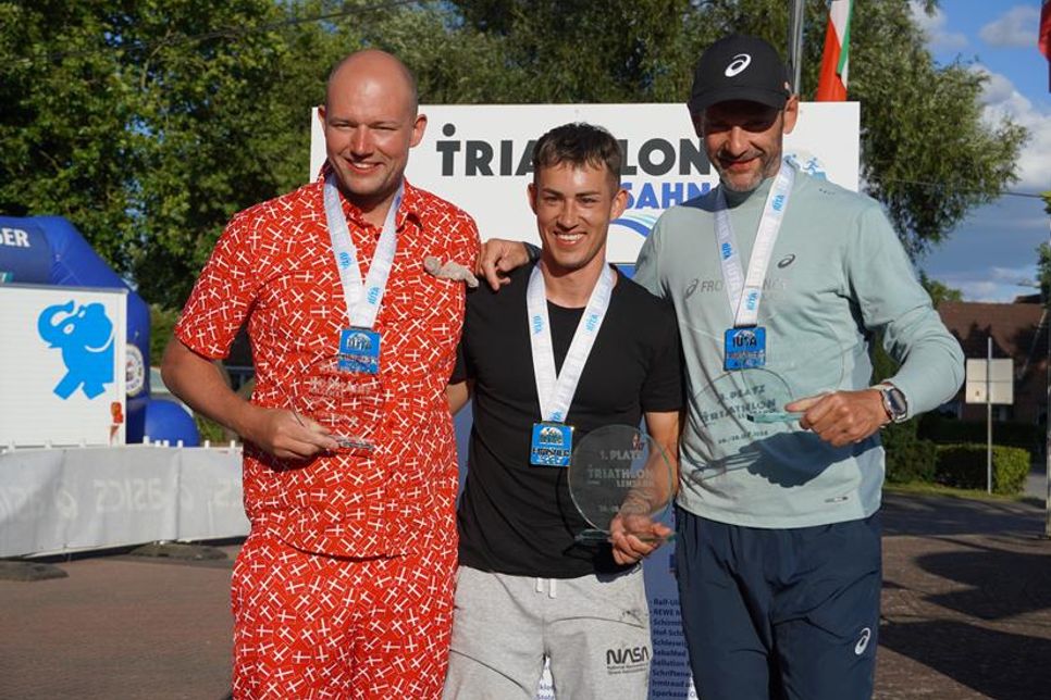 Triple-Podium der Männer: Nicklas Christiansen, Guillaume Briguet und Marcin Kusiak (v. lks.).